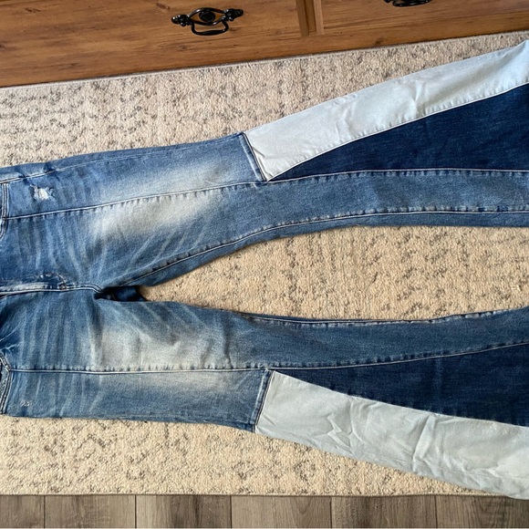 Womens flare multi pattern denim color jean - Picture 5 of 8